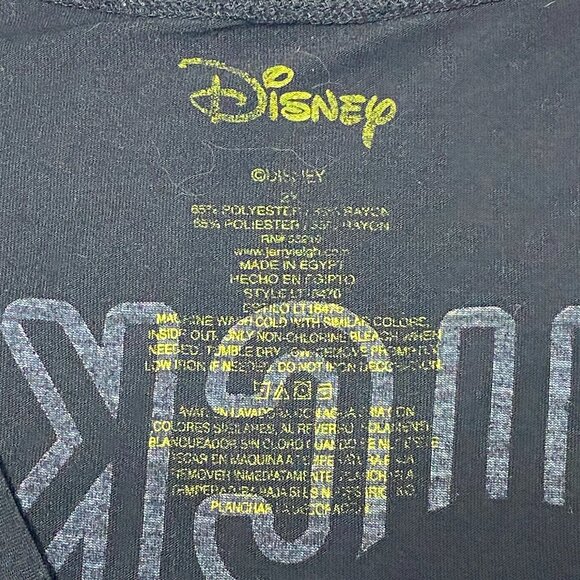 Short Stripe Sleeve V Neck Two Side Mickey Mouse Screen Print Tee Shirt Black 2X - Picture 12 of 13